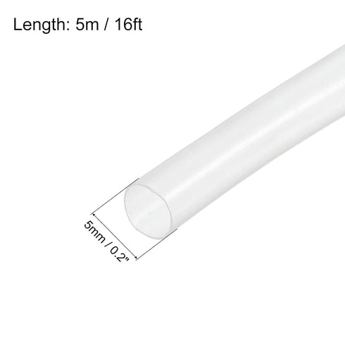 Heat Shrink Tubing 2:1 Cable Sleeving Tube Wrap, 3/16" Dia/5m/Clear for Electric Insulation Protection