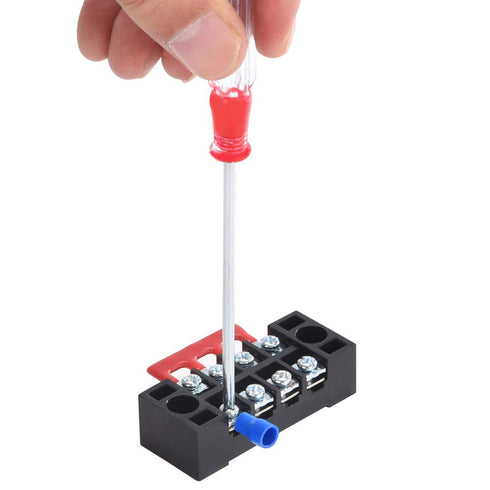 73Pcs Terminal Block Set - 6Pcs 4 Positions 600V 15A Dual Row Screw Terminal Strip Block + Insulated Terminals