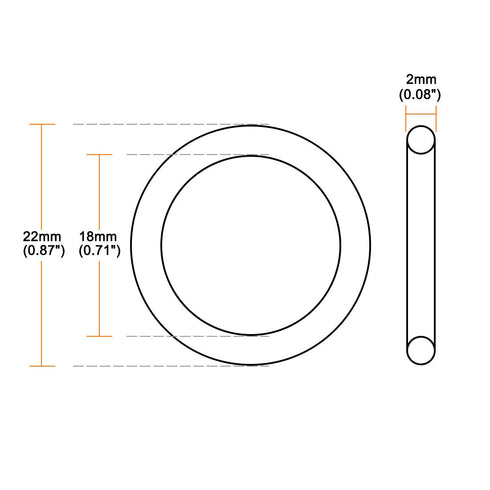 uxcell Nitrile Rubber O-Rings, 22mm OD 18mm ID 2mm Width, Metric Sealing Gasket for Automotive, Pack of 50