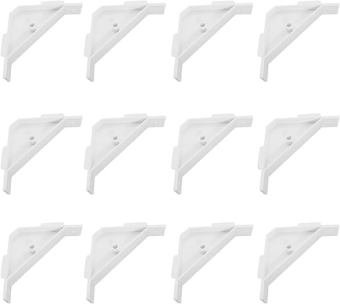 12PCS Plastic White 90 Degree Cabinet Triangle Brackets, Corner Support Braces for Furniture and Accessories