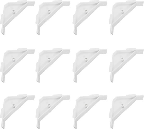 12PCS Plastic White 90 Degree Cabinet Triangle Brackets, Corner Support Braces for Furniture and Accessories