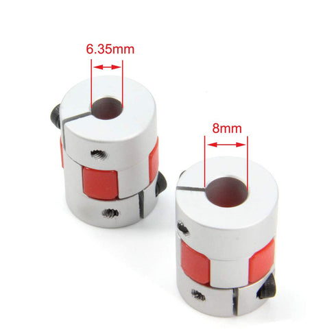 Zeberoxyz 2PCS Aluminium Plum Flexible Shaft Coupling, 6.35mm to 8mm Motor Connector for 3D Printer and CNC Machine