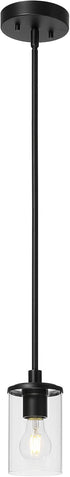 XiNBEi Lighting Mini Pendant Light, 1 Light Kitchen Pendant with Glass, Modern Black Adjustable Ceiling Lighting