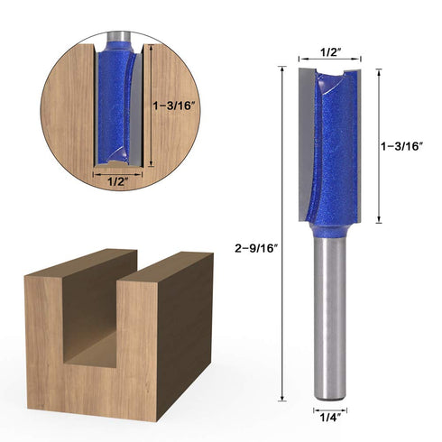 Yakamoz Industrial Grade 4Pcs 1/4" Shank Straight Dado Router Bit Set, Wood Milling Cutter Tools