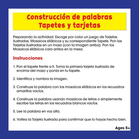 Really Good Stuff Construcción de palabras Tapetes y tarjetas - Spanish Word Building Mats and Cards Multi-Item Kit