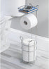 3 mDesign Steel Toilet Paper Holder with Storage Shelf - Concerto Collection - Chrome - Holds Rolls
