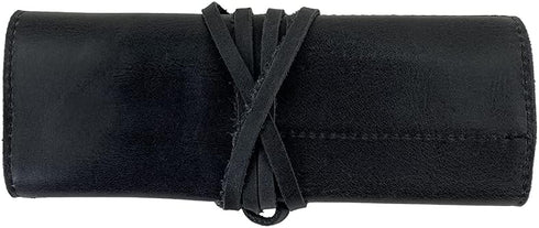 Hide & Drink Rustic Pencil Roll Pouch, Multi-Purpose Storage Wrap for Craft, Full Grain Leather, Charcoal