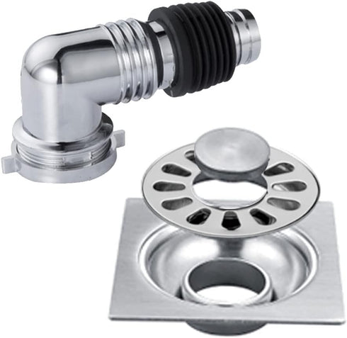 Floor Drain Cover for Washing Machine, Garage Shower Drain Cover with Pipe Connector for Kitchen and Bathroom