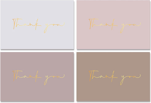 Obbyidk 40 Gold Foiled Thank You Cards with Envelopes, Thank You Card Assortments,