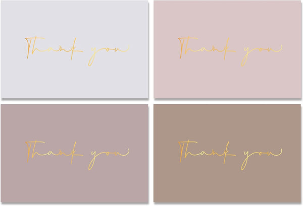 Obbyidk 40 Gold Foiled Thank You Cards with Envelopes, Thank You Card Assortments,