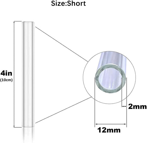 Reusable Clear 4"(100mm) Glass Blowing Tubes :Length:4Inches: OD-12MM: Wall Thickness :2MM, 5Pcs Glass Tubing Blowing Tubes + Cleaning Brush + Protect Box by VOVOH