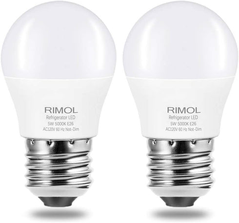 Refrigerator Light Bulb, 40W Equivalent, 120V A15 LED Fridge Bulbs, Daylight White 5000K, 2 Pack