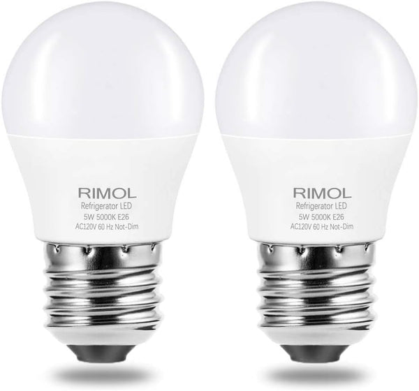 Refrigerator Light Bulb, 40W Equivalent, 120V A15 LED Fridge Bulbs, Daylight White 5000K, 2 Pack