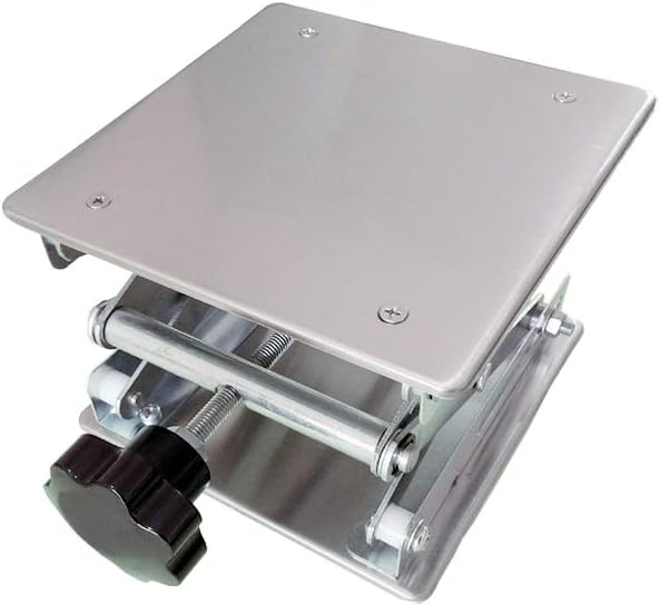 8" x 8" Stainless Steel Lab Jack Scissor Stand Platform, Expandable Lift Height Range 80mm-326mm, 50kg Support