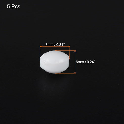MECCANIXITY Magnetic Stirrer Mixer Stir Bar Rod 8mm(0.31") x6mm Olive Shape PTFE Coating Magnet White for Laboratory 5Pcs