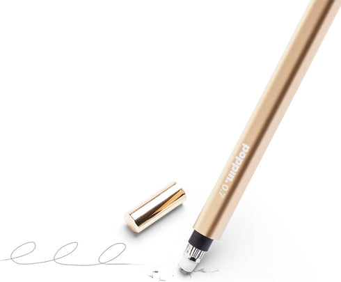 Poppin Mechanical Pencils - Luxury Gold Finish 0.7mm, Hidden Eraser, Set of 2