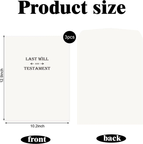 Qilery 3 Pieces Oversized Last Will And Testament Envelopes 10.2 x 12.9 Inch Self Adhesive Tear Resistant Envelopes White Large Mailing Envelopes for Home Office Business Supplies by Qilery