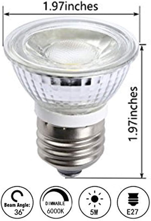 5W PAR16/HR16 Bulb(4 Pack)- E26/E27 Bulb 36 450LM 6000K 50W Bulb Bulbs 110V~130V CTKcom LED Spotlight COB Flood Light