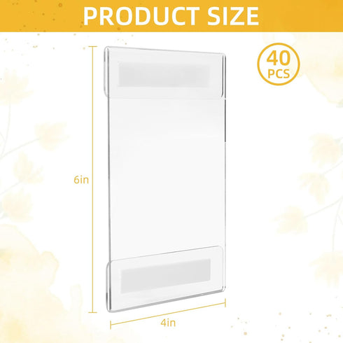 Yugada 40 Pack 4 6 Inch Acrylic Sign Holder x Vertical Wall Mounted Clear Frames with Double Sided Adhesive Tape No