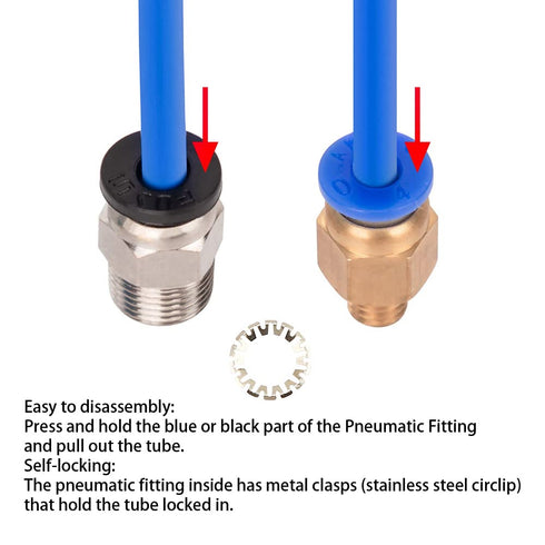 Aokin 2 PTFE Bowden Tubing (1.5m/Each Blue) - for 1.75mm Filament with 4 Pcs PC4-M6 & PC4-M10 Fittings for 3D Printers