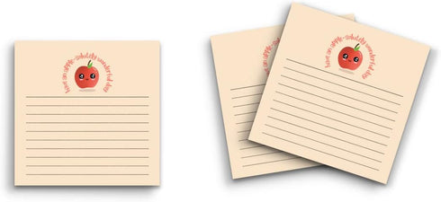 Butler in the Home 12 Pack Sticky Notes 3"x3", 50 Sheet Count Per Pad, Apple Apple-solutely Wonderful Day Memo Pads