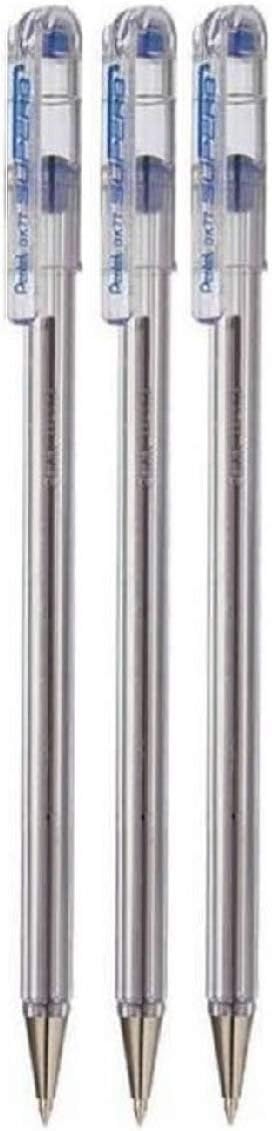 Pentel Blue Superb Ballpoint Pen 0.7mm Nib Tip - Fine Line Refillable Ink BK77 (Pack of 3)