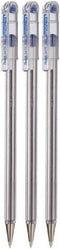 Pentel Blue Superb Ballpoint Pen 0.7mm Nib Tip - Fine Line Refillable Ink BK77 (Pack of 3)