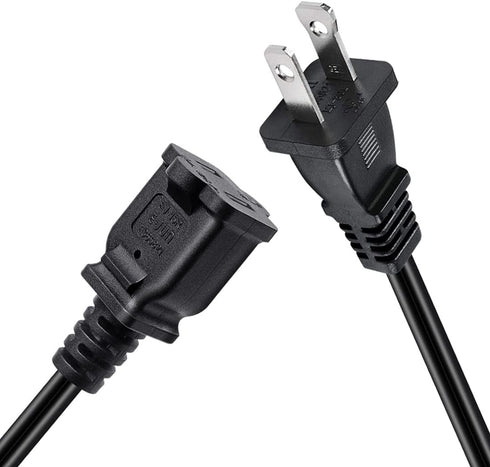 2-Pack Polarized USA Outlet Saver Power Extension Cord, 125V 10A, 2-Prong 2 Outlets, 1.6ft/50cm