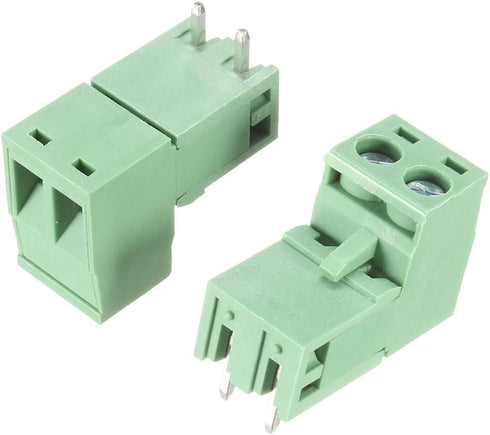 uxcell 20 Pcs 5.08mm 2P Right Angle Pluggable Screw Terminal Block, 300V, 10A