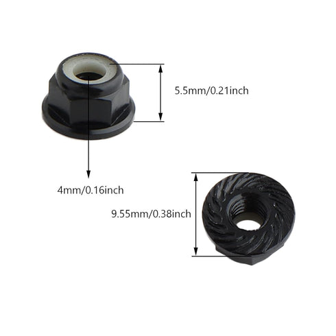 8PCS Flange M4 Lock Nuts, Serrated Nylon Self-Tightening Aluminum M4 Wheel Hardware for Axial HPI TLR ECX RC Car