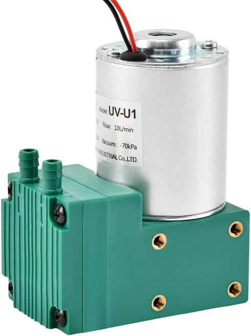 12/24V 10W -80KPa 15L/Min Mini DC Air Pump, Oilless Mute Diaphragm Vacuum Pump for Electrical Vacuum Suction (UV-U1-12V)