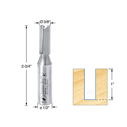 Amana Tool 45414 Carbide Tipped Straight Plunge - 3/8 Dia x 1" 2 S