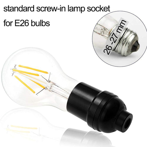 E26 Bulbs-9 Pack Light Socket,Standard Screw-in Lamp Socket Holder for Edison Retro Pendant Lamp Basic Black