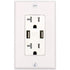 Baomain USB Outlet, Type A USB Wall Charger Outlet, Tamper Resistant, 3.1A 5VDC, 15A 120VAC, White