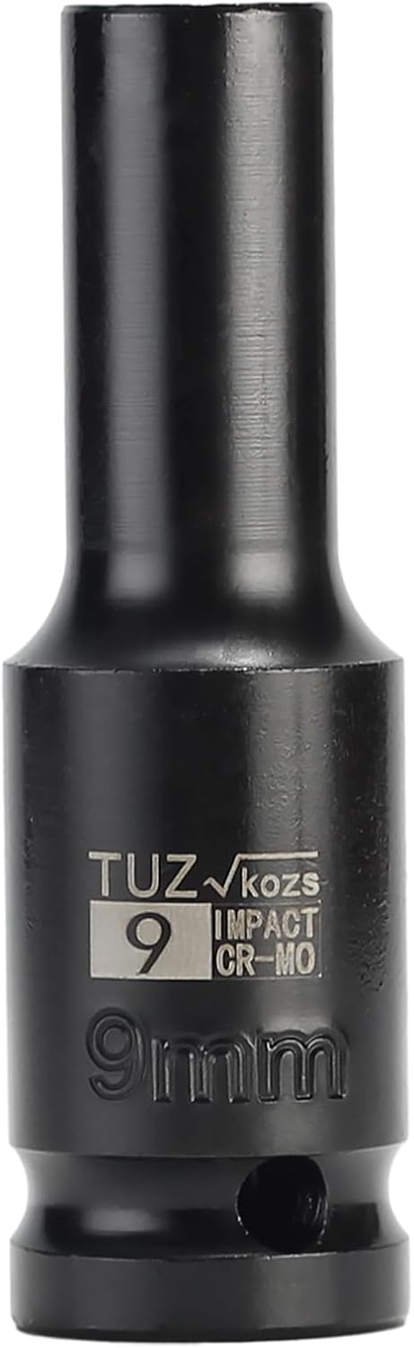 1/2-Inch Drive 9mm Deep Impact Socket, 6-Point Design, Heat-Treated Chrome Molybdenum Alloy Steel