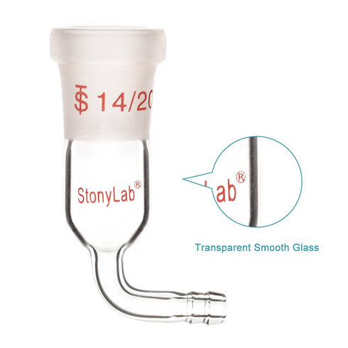 stonylab Borosilicate Glass 90 Degree Vacuum/Inert Gas Adapter, 14/20 Outer Joint for Laboratory Supply