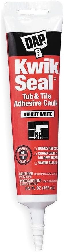 Dap 18001 6 Pack 5.5 oz. Kwik Seal Kitchen and Bath Adhesive Caulk, White by DAP