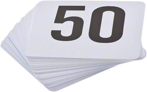 ROY TN 1 50 -Royal Industries Number 1-50 Plastic Number Card Set, 4'' by 4'', White Base