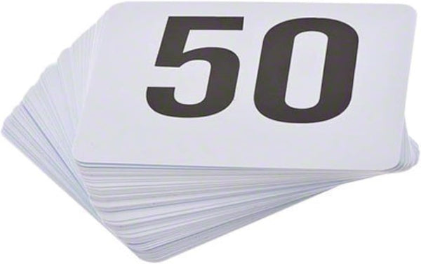 ROY TN 1 50 -Royal Industries Number 1-50 Plastic Number Card Set, 4'' by 4'', White Base