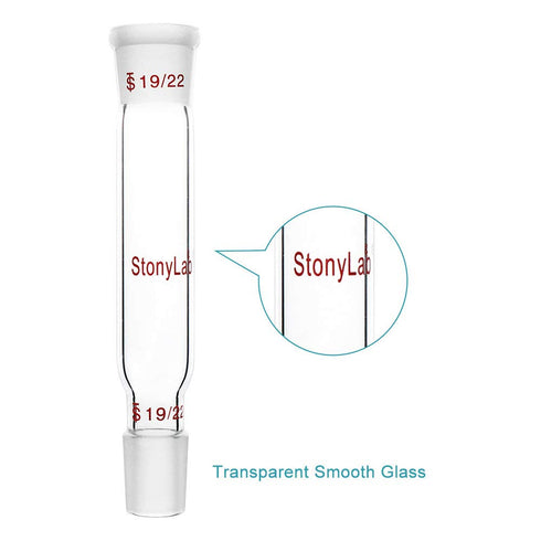 stonylab Glass Straight Connecting Adapter, 90mm, 19/22 Outer Joint to 19/22 Inner Joint for Lab Supply