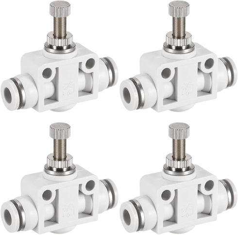 uxcell 4Pcs Air Flow Control Valve, In-line Speed Controller Union Straight, Pneumatic Connector Valve, 6mm Tube OD