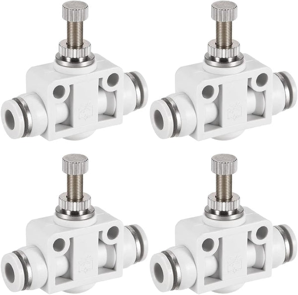 uxcell 4Pcs Air Flow Control Valve, In-line Speed Controller Union Straight, Pneumatic Connector Valve, 6mm Tube OD