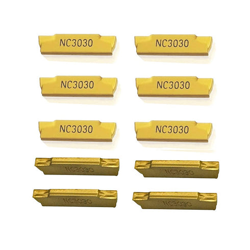 GBJ MGMN200-G 10pcs Tin Coated Carbide Grooving Inserts, 2mm Wide for MGEHR/MGIVR Lathe Grooving Cut-Off Tool