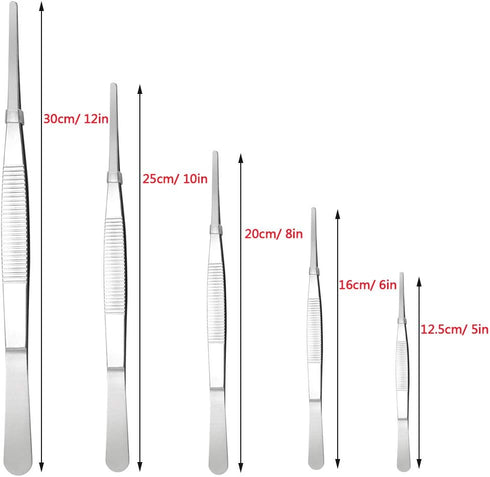 Hysagtek 5 Pcs Stainless Steel Gardening Tweezers Set, Large Long Plant Tweezers for Gardening, Kitchen, Succulents,