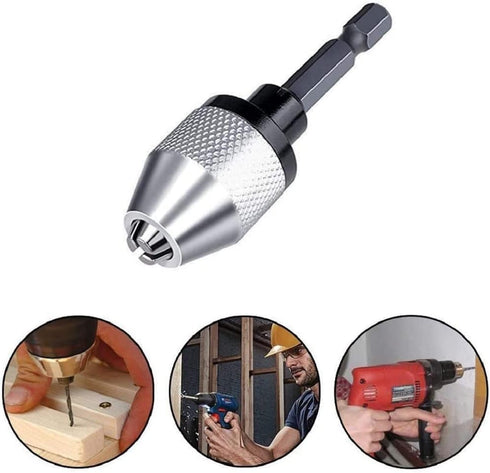 Fixinus 2 Pieces Keyless Drill Chucks - 1/4 Inch Hex Shank Drill Bit Adapter, Fast Change Converter for Impact Drill