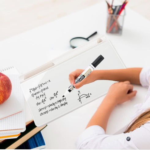 Glass Desktop Whiteboard, Dry Erase Board with Accessories for Office, Keyboard Stand & Organizers, 2 Markers, 1 Eraser