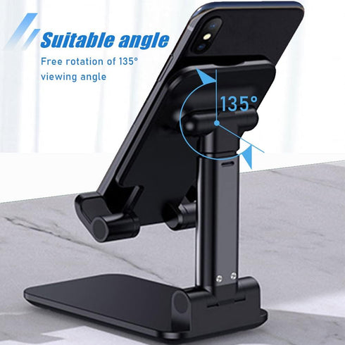 Phone Stand for Desk, 2 Pack MT-6 Adjustable Cellphone Holder for Office, Compatible with Devices Under 8” (Black)