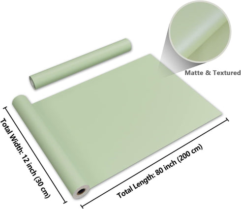 CRE8TIVE Sage Green Peel and Stick Wallpaper 12"x80" Waterproof Self Adhesive Matte Contact Paper for Kitchen Cabinets