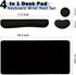 Large Mouse Pad and Keyboard Wrist Rest, 4-in-1 Gaming Desk Pad with Wrist Support, Black Desk Mat for Home Office Study