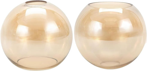 2 Pack Amber Glass Shades Globes, Glass Lamp Shade Covers Replacements, 1.65